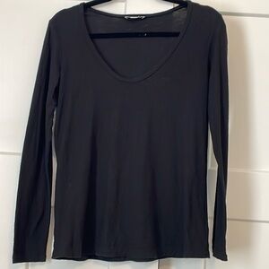 James Perse Basic Black Scoop Neck Long Sleeve Shirt